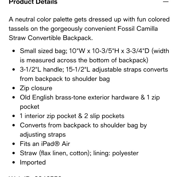 Gently used Fossil convertible bag - Picture 4 of 4